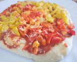 A picture of step 6 of Rainbow Vegetable Pizza.