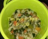 Foto langkah ke 7 dari resep Mpasi Tim ayam sayur pelangi 7m+.