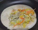 Foto del paso 5 de la receta: Quesadillas🧀de pollo🍗y vegetales🥙en salsa🌮de cilantro🌿🧀🌯