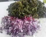 Foto del paso 1 de la receta: Espinacas con uvas pasas y jamón de cerdo...🌿🌰🍖🥓🍇