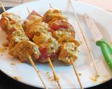 A picture of step 4 of Paneer Tikka with colorful veggies.
