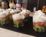 A picture of step 5 of Cucumber, Smoked Salmon, and Goat Cheese Whipped Cream Verrines.
