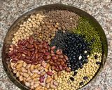 A picture of step 1 of Kwati (Nepalese Traditional Newari style mixed sprouted legumes soup).