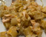 Foto del paso 8 de la receta: Pasta con salmón, gambitas y salsa de queso batido en Airfryer Cosori