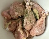 A picture of step 1 of Coq Au Vin.