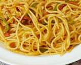 A picture of step 9 of Vegetable szechuan spaghetti.