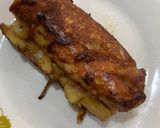 A picture of step 6 of Apple pie leftover filling in crispy bread served with Vanilla ice cream.