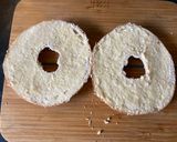 A picture of step 3 of Deany's bagel tuna melt.