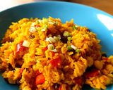 A picture of step 4 of Indian-style rice with chickpeas.