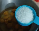 A picture of step 2 of Aloo bukharay ki chutney.