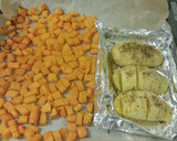 Foto del paso 4 de la receta: Bombones de queso de cabra y mascarpone rellenos de aceitunas y calabaza con patatas asadas