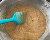 A picture of step 3 of Kada prashad (wholewheat flour halwa).