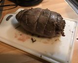 Une image de l'étape 8 de Rôti de sanglier au lard et vin rouge (marinade maison au cognac, aromates et légumes).