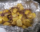 A picture of step 4 of Baked Potatoes with sautee onion rings #Bakedsnackchallenge.