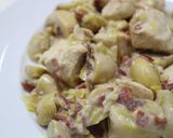 Foto del paso 3 de la receta: Pollo al champignon con jamón crudo y papas doradas