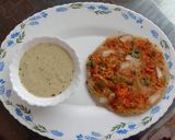 A picture of step 3 of Veggie Uttapam with Peanut Chutney.