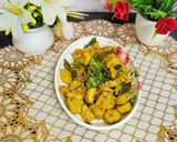 A picture of step 2 of Raw banana sabji.