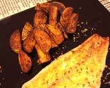 Foto del paso 9 de la receta: Lubina a la Plancha con Patatas Gajo al Horno y Mayonesa de Lima
