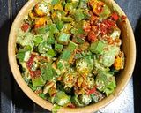 A picture of step 4 of Bhendi Capsicum Subji.