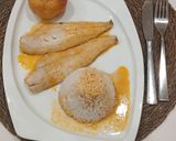 Foto del paso 4 de la receta Menu completo: Arroz blanco con Merluza al vapor marinada y Manzana asada al aroma de Canela