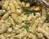 A picture of step 4 of —Alfredo pasta MY WAY— mainly with cottage cheese and broccoli 🥦😊✌🏽.