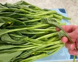 A picture of step 1 of Sautéed Yu Choy (aka Choy Sum).