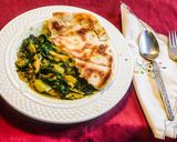 A picture of step 5 of Zucchini noodles with spinach masala curry.