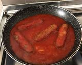 Foto do passo 3 de Esparguete com salsichas em molho de tomate (vegan)