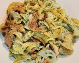 Foto langkah ke 9 dari resep Pasta pesto bacon jamur.