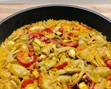 Foto del paso 6 de la receta Sartén de arroz con alcachofas y pulpo