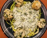 A picture of step 13 of Chicken Florentine Meatballs over Zucchini Noodles.