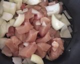 A picture of step 1 of Chicken with Bean Shoots and Vegetables.
