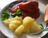 Töltött paprika főtt krumplival recept fázis 4 fotója