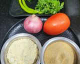A picture of step 1 of Soya Besan Mix Vegetable Chilla.