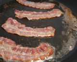 A picture of step 2 of French toast and bacon breakfast.