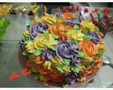 A picture of step 10 of Coloured Rosettes cake.