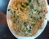 A picture of step 4 of Chicken noodles and fried rice.