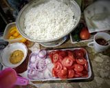 A picture of step 1 of Balochi biryani.