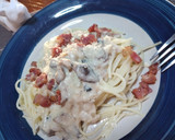 Foto del paso 7 de la receta: Pasta con crema de champiñones y tocino