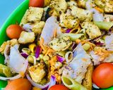 Foto del paso 7 de la receta: ENTRADA FRÍA DE FIDEOS MOSTACHOL Y POLLO (con condimento cremoso y crutones) 🥗🥙🥗