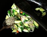A picture of step 1 of Courgette (zucchini) & pea salad 🥗.
