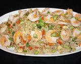 A picture of step 6 of Stir-Fried Shrimp with Brown Rice, Broccoli, and Edamame.