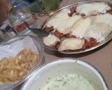 Foto del paso 6 de la receta: Milanesas a la napolitana con papas fritas con crema de verdeo