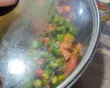 A picture of step 5 of Achari Bhindi Fry.
