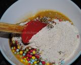 A picture of step 2 of No bake cookies with smarties.