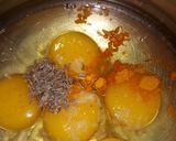 A picture of step 3 of Inda na puda (stuff egg omelette).
