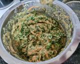 A picture of step 3 of Moong sprout and vegetable chilla.