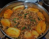 A picture of step 9 of Persian Loobia Polo (Green Bean Rice With Minced Beef) لوبیا پلو با گوشت چرخ کرده.
