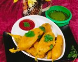 A picture of step 1 of Mirapakaya Bajji (Mirchi pakoda /chilli bajji).