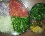 देसी फ्लेवर हक्का नूडल्स (desi flavour Hakka noodles recipe in Hindi) रेसिपी चरण 3 फोटो